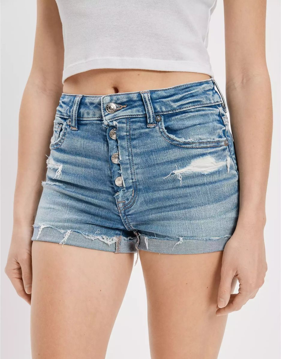 Shorts American Eagle AE Ne(x)t Level Super High-Waisted Denim Lavage Clair Femme | CYY-88082836